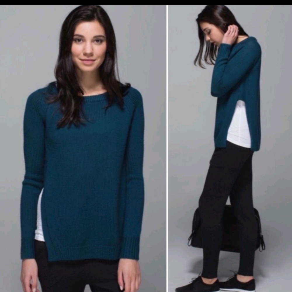 Lululemon Yin to You merino wool high cut split sides Sweater sz 6